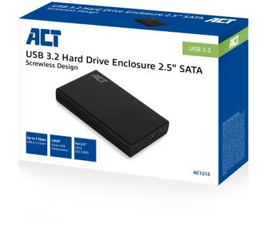 ACT AC1215 2,5" HDD/SSD behuizing USB 3.2 Gen1 - Zwart