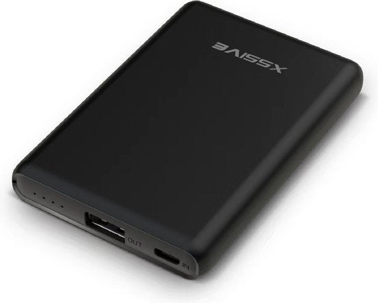 Xssive slanke powerbank 5.000 mAh - Zwart (USB-C)