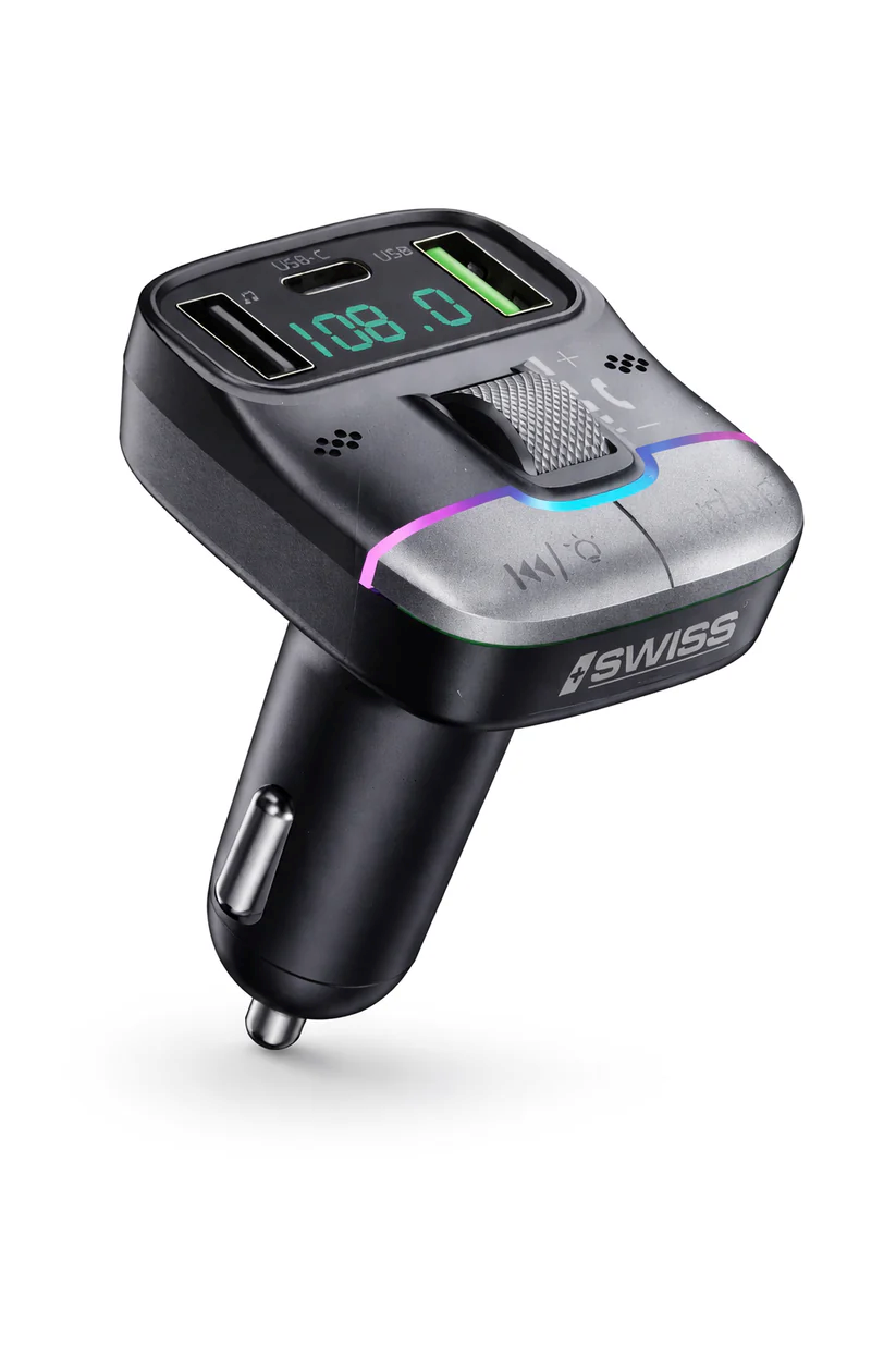 iSwiss draadloze FM-transmitter & auto MP3-speler met snelladen (RGB)