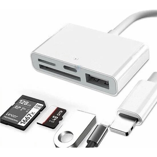 Yesido GS12 Lightning 4-in-1 OTG hub en kaartlezer