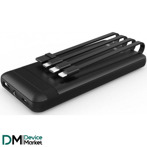 Xssive powerbank 10.000 mAh met ingebouwde kabels XSS-PB17 - Zwart