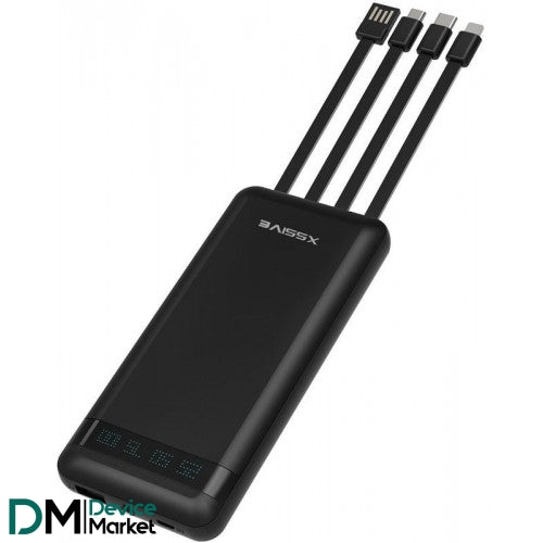 Xssive powerbank 10.000 mAh met ingebouwde kabels XSS-PB17 - Zwart