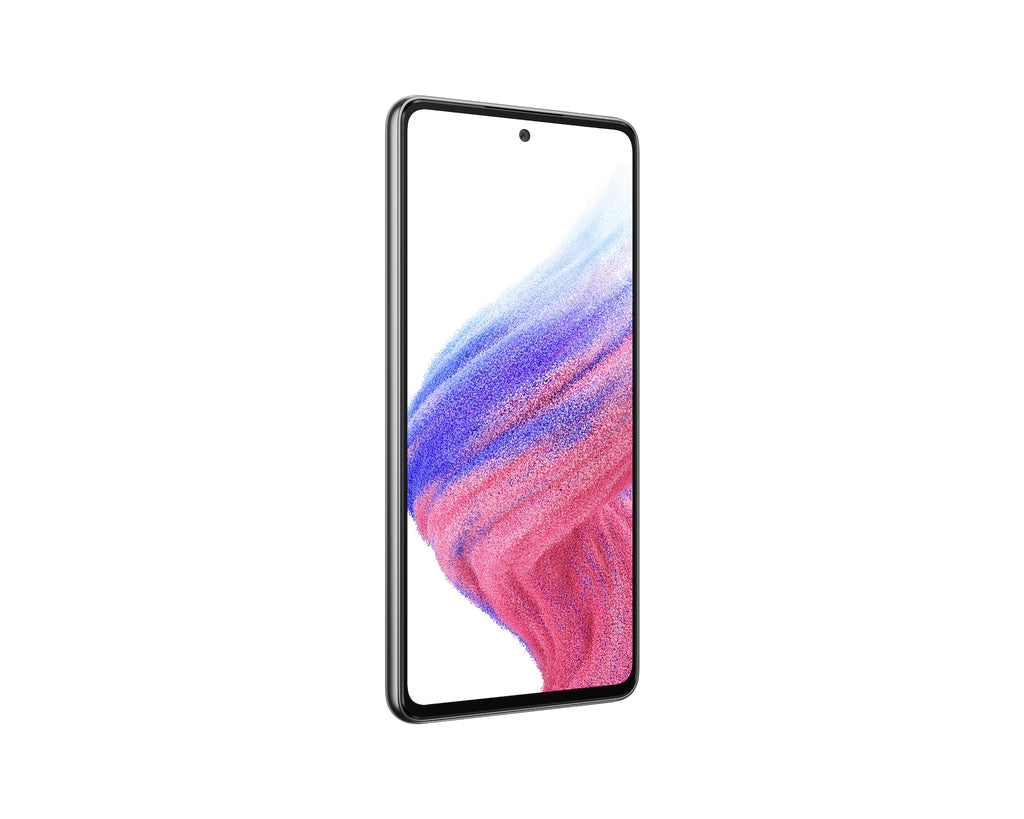 Samsung Galaxy A53 5G zwart schuin vooraanzicht