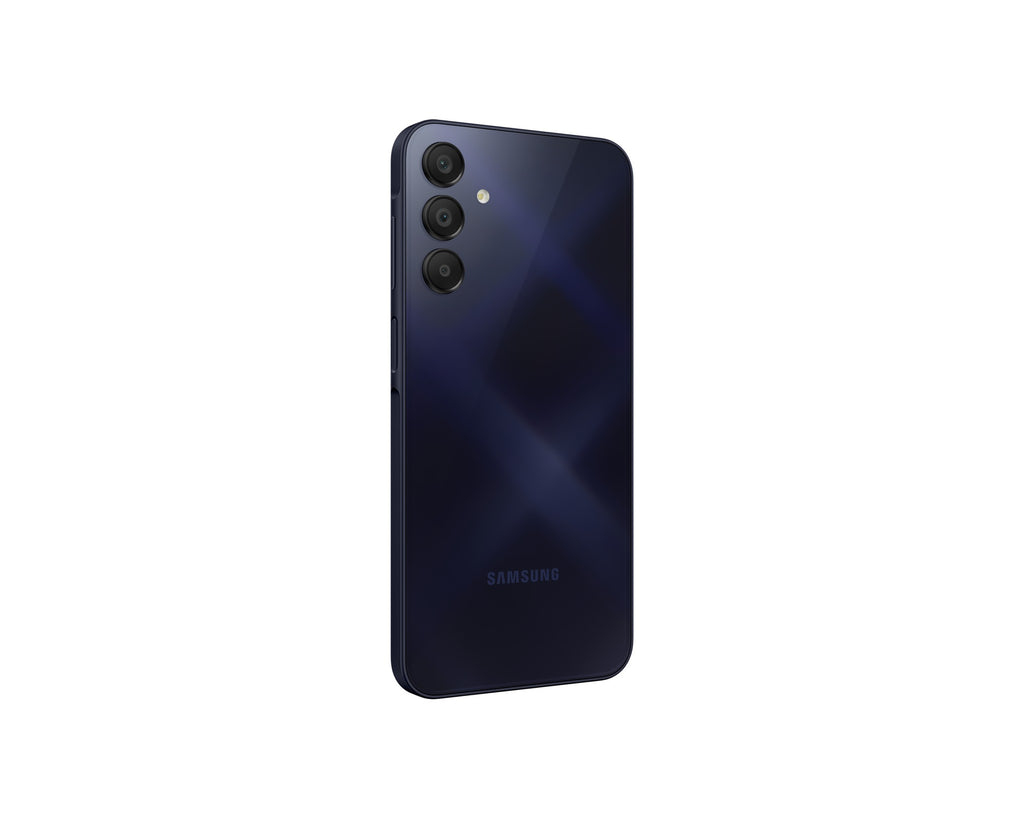 Samsung Galaxy A15 4G 128GB Blue Black - achterkant vanuit een hoek