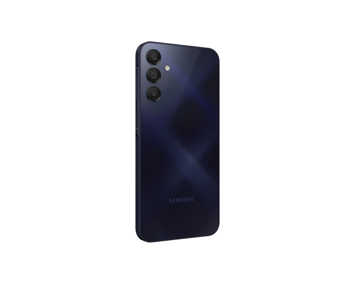 Samsung Galaxy A15 4G 128GB Blue Black - achterkant vanuit een hoek