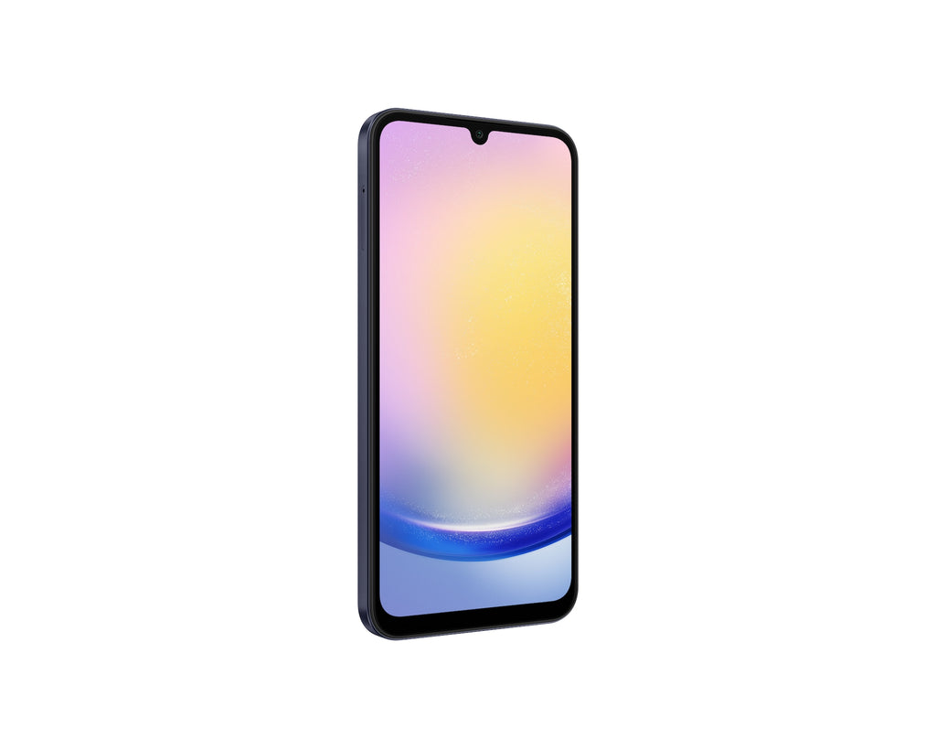 Samsung Galaxy A25 5G 128GB Blue Black - voorkant vanuit een hoek