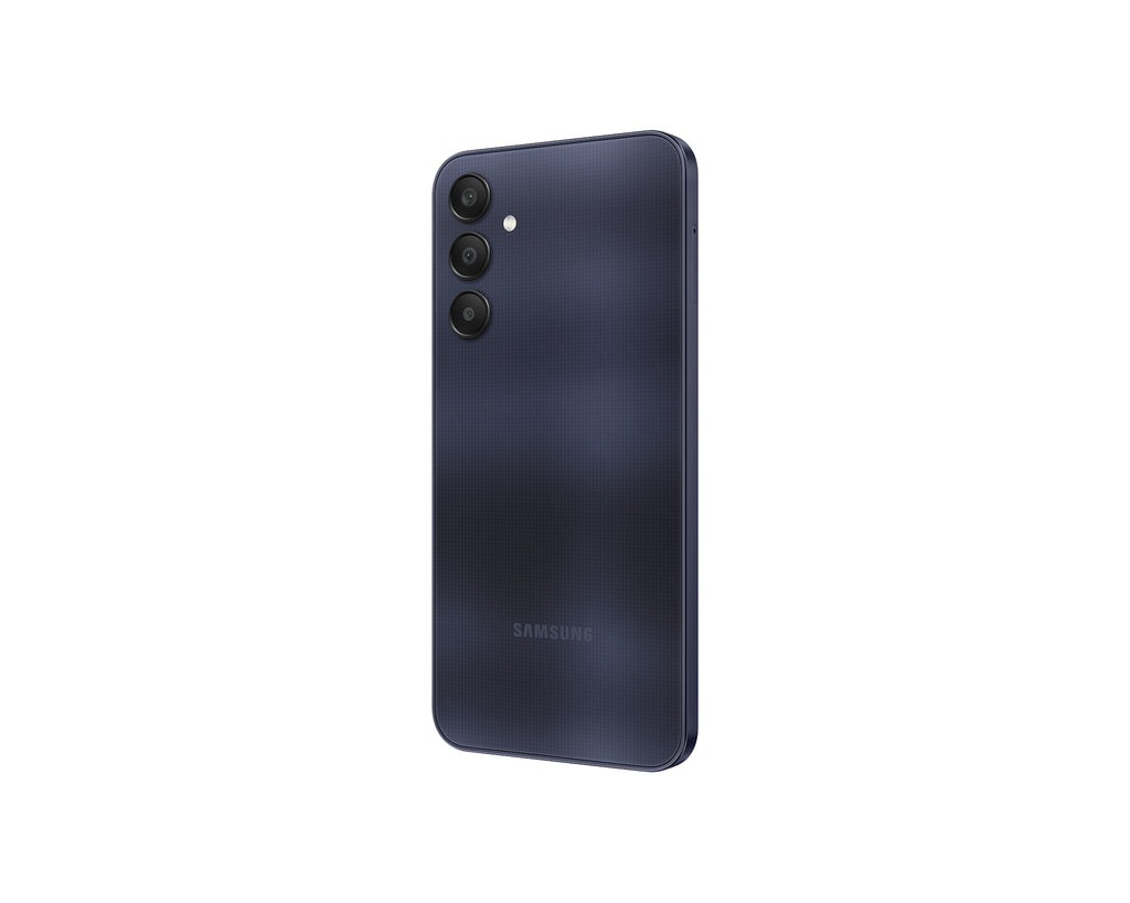 Samsung Galaxy A25 5G 128GB Blue Black - achterkant vanuit een hoek