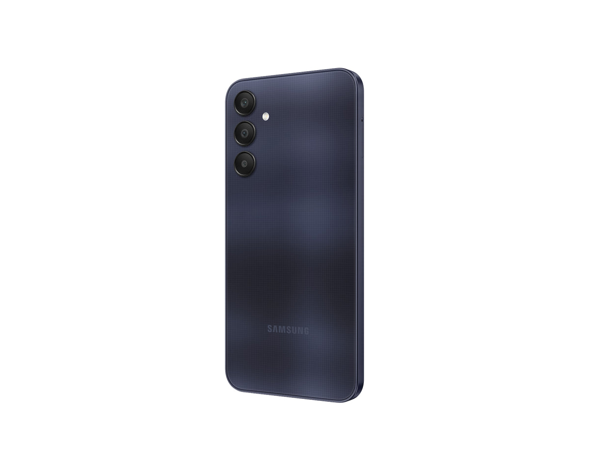 Samsung Galaxy A25 5G 128GB Blue Black - achterkant vanuit een hoek