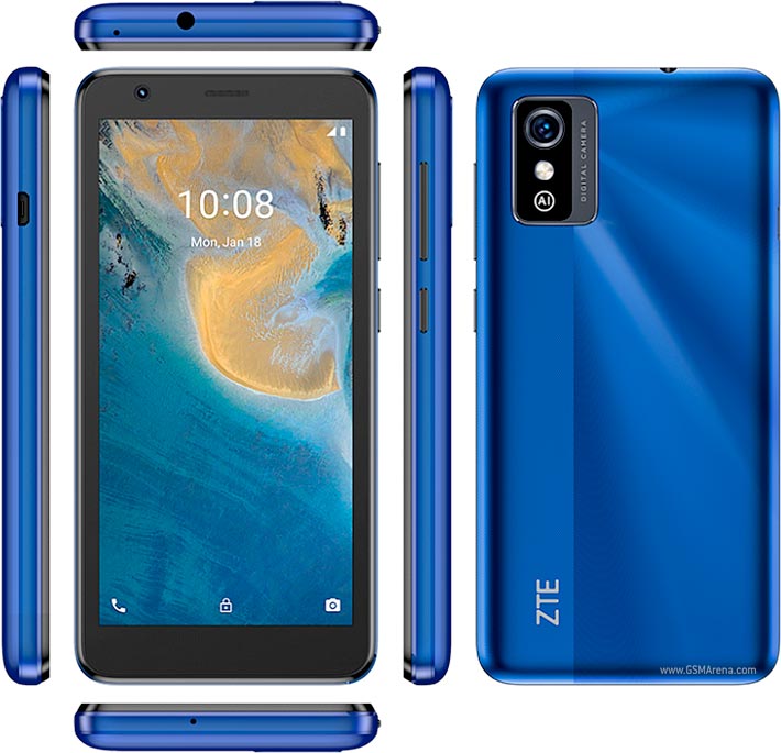 ZTE Blade L9 blauw voor-, achter- en zijkant